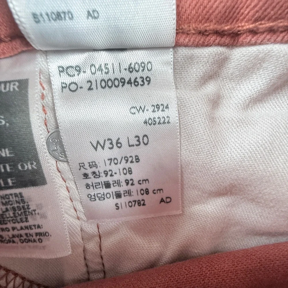 Levi's 511 Slim Jeans Mens 36x30 Pink NWT Stretch Denim Pants 04511-6090